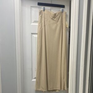 ECI Beige Striped Maxi Skirt